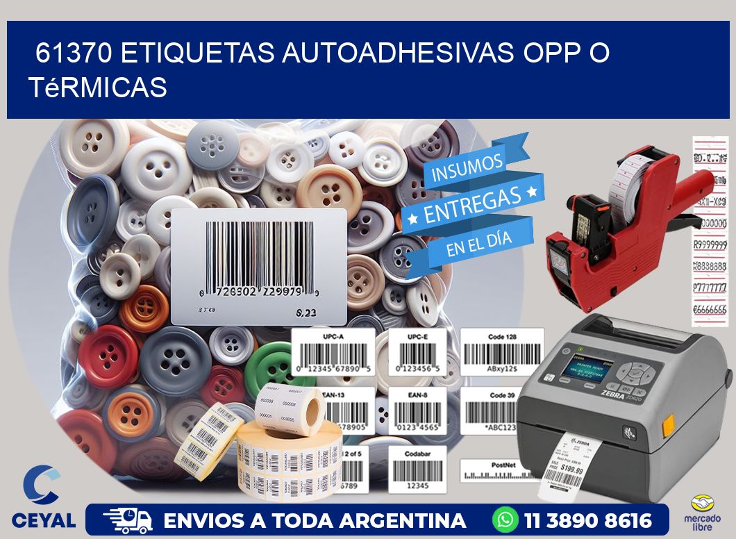 61370 etiquetas autoadhesivas opp o térmicas