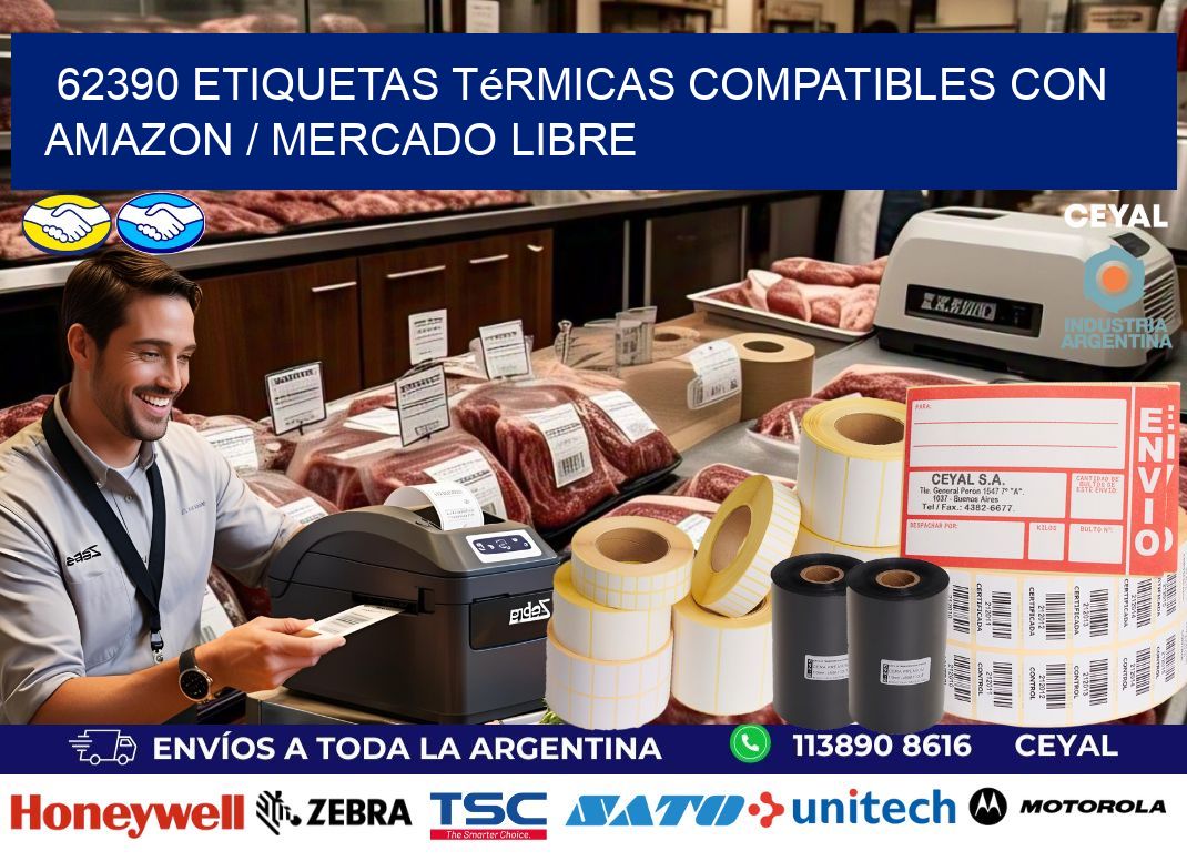 62390 etiquetas térmicas compatibles con Amazon / Mercado Libre
