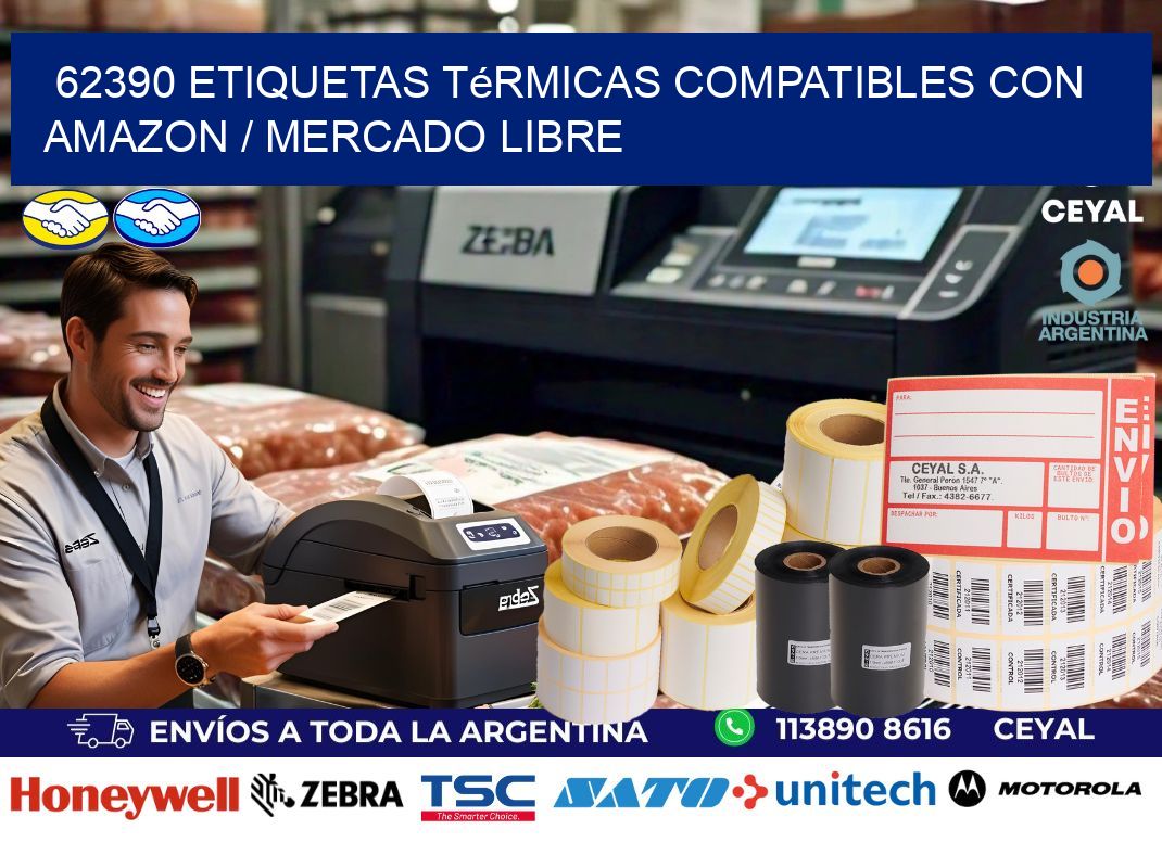 62390 etiquetas térmicas compatibles con Amazon / Mercado Libre