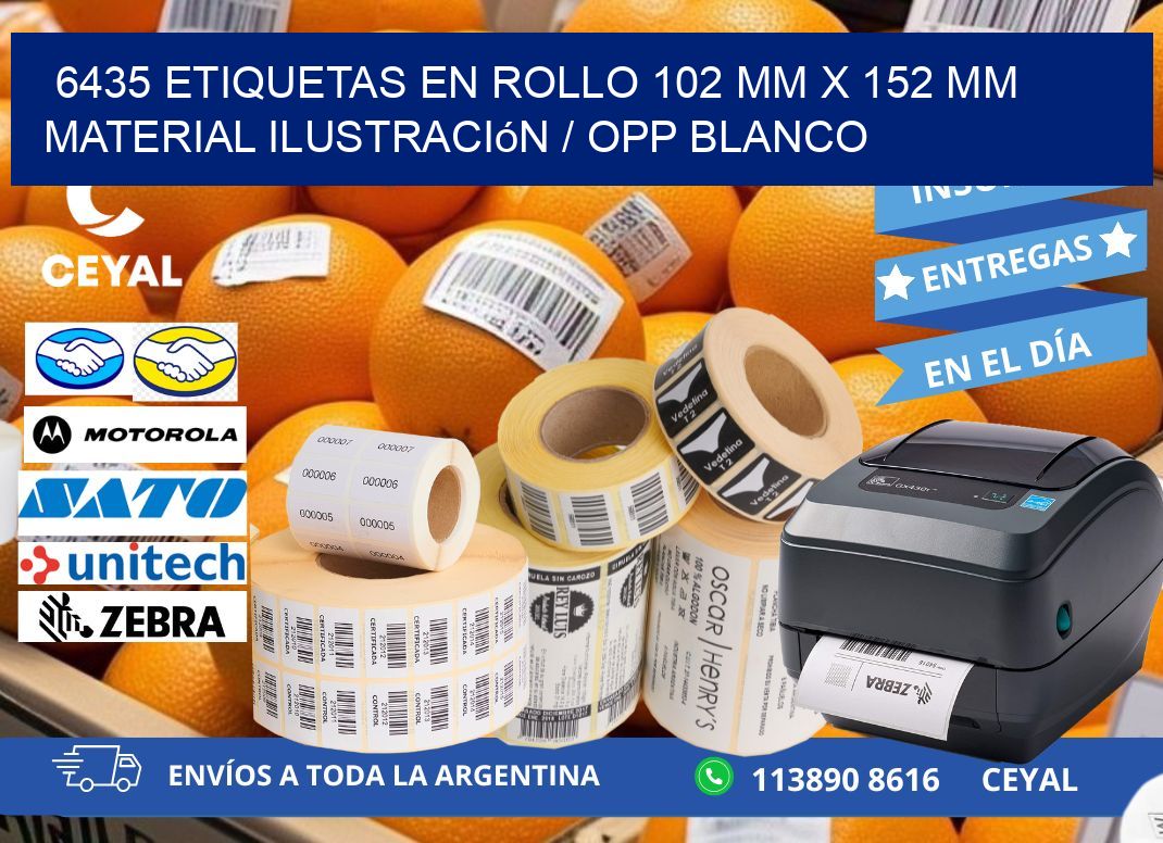 6435 Etiquetas en rollo 102 mm x 152 mm material Ilustración / OPP Blanco