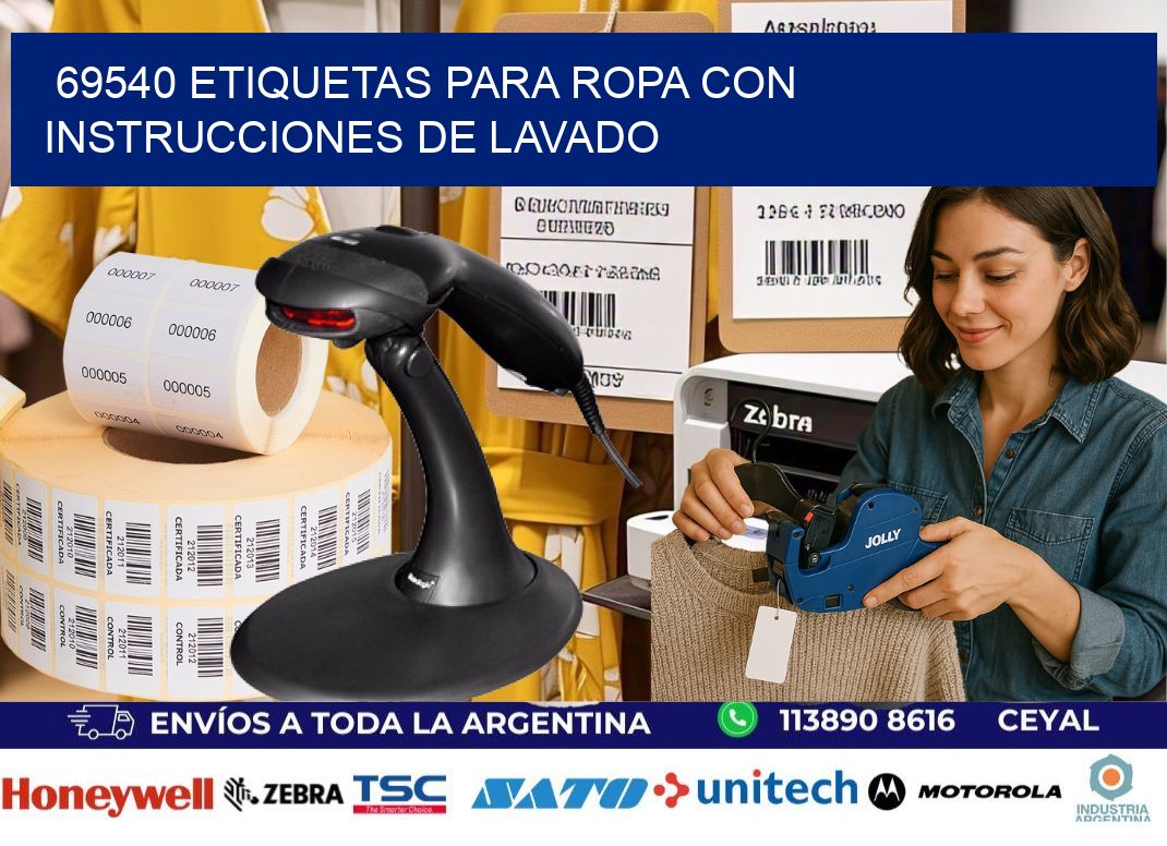 69540 etiquetas para ropa con instrucciones de lavado