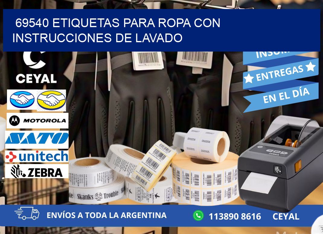 69540 etiquetas para ropa con instrucciones de lavado