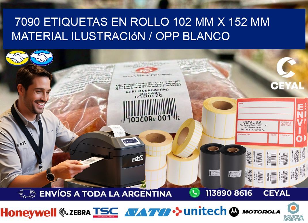 7090 Etiquetas en rollo 102 mm x 152 mm material Ilustración / OPP Blanco