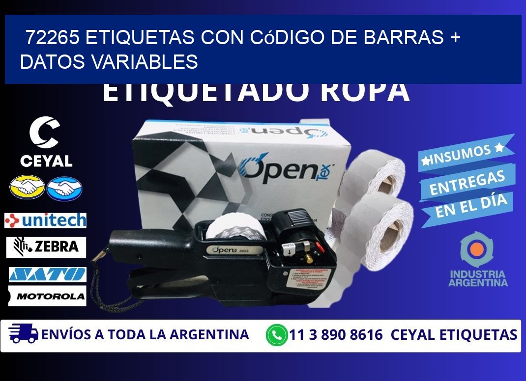 72265 etiquetas con código de barras + datos variables