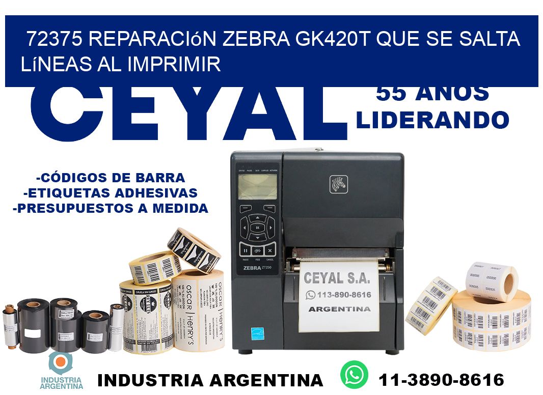 72375 reparación zebra gk420t que se salta líneas al imprimir