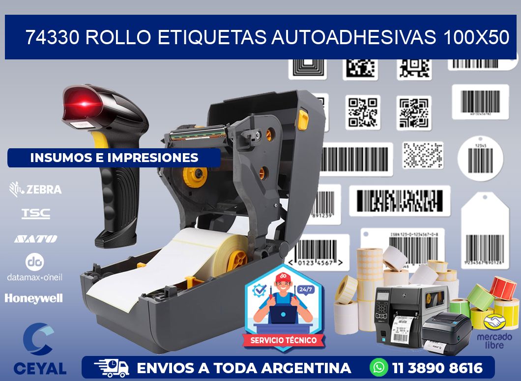 74330 Rollo Etiquetas autoadhesivas 100x50