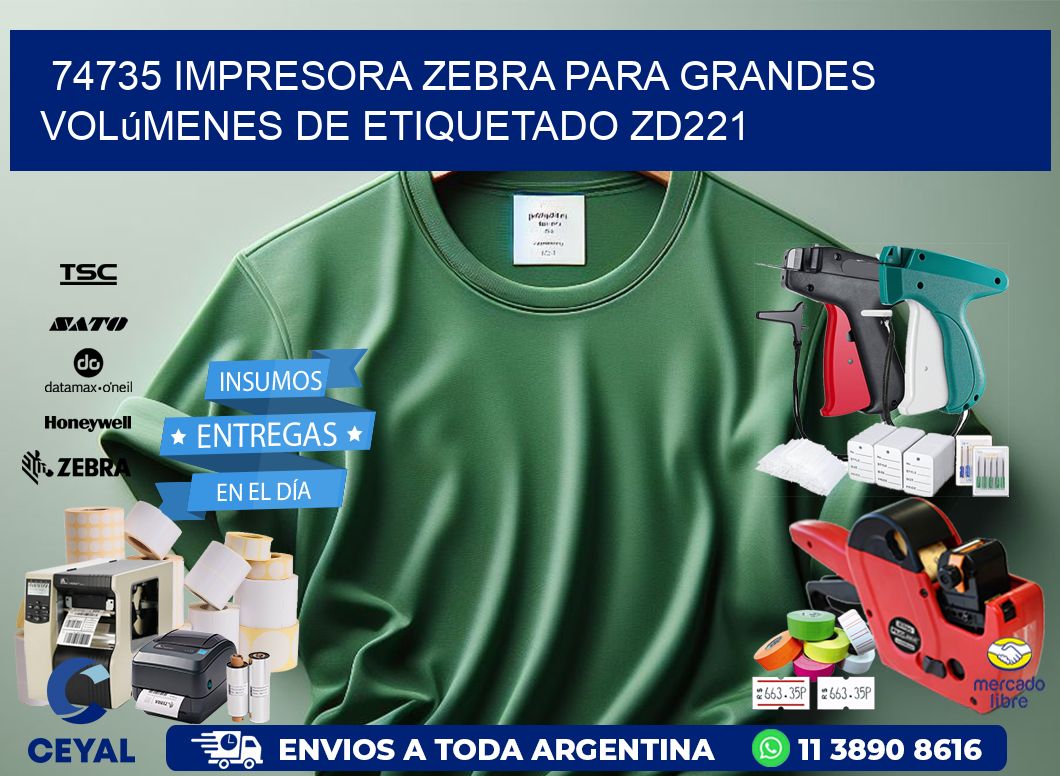 74735 impresora Zebra para grandes volúmenes de etiquetado ZD221