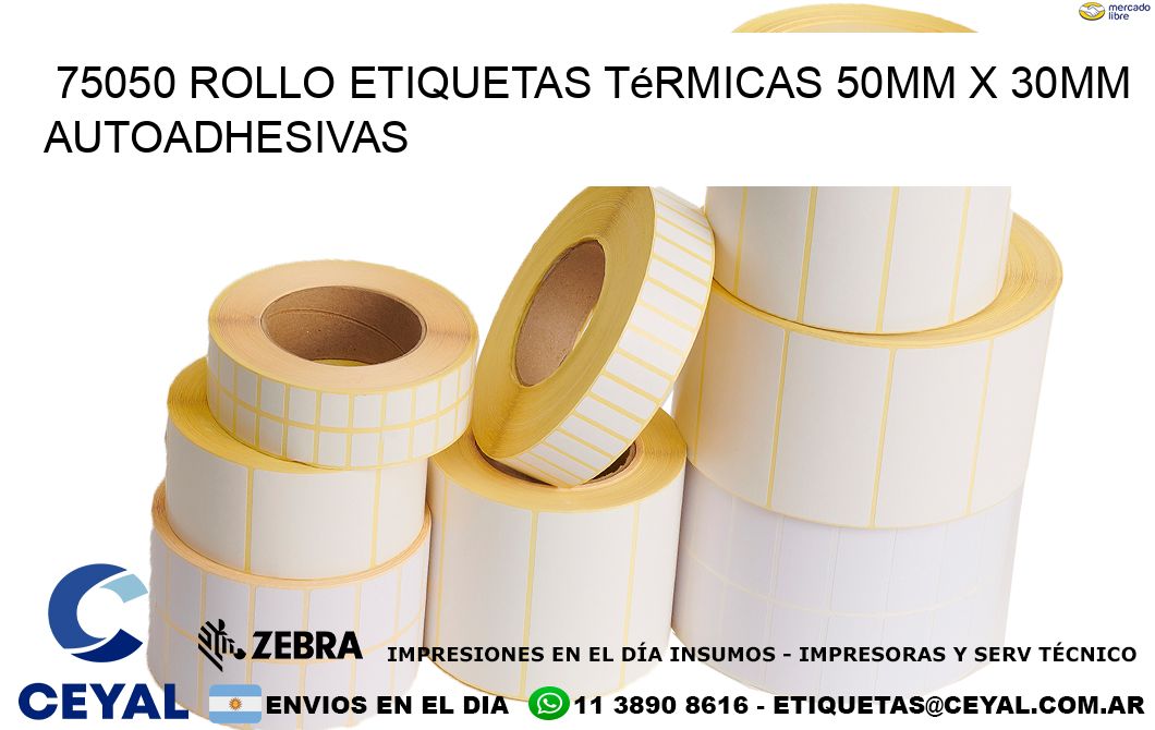 75050 Rollo Etiquetas Térmicas 50mm X 30mm Autoadhesivas