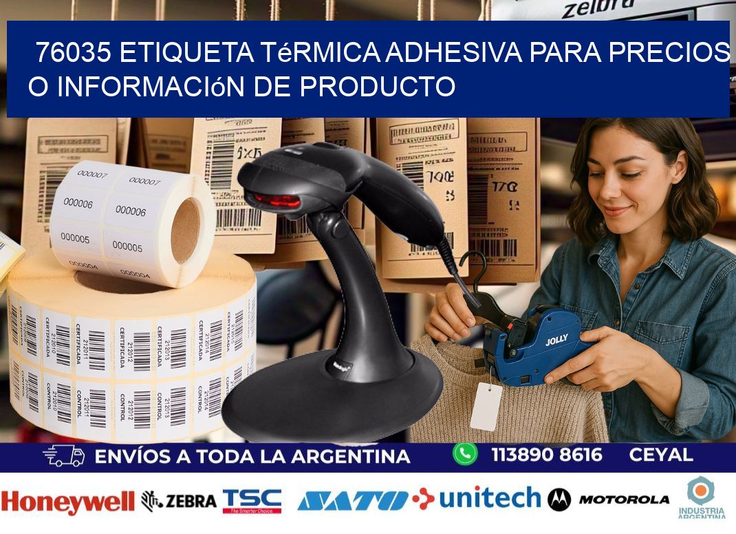 76035 Etiqueta térmica adhesiva para precios o información de producto