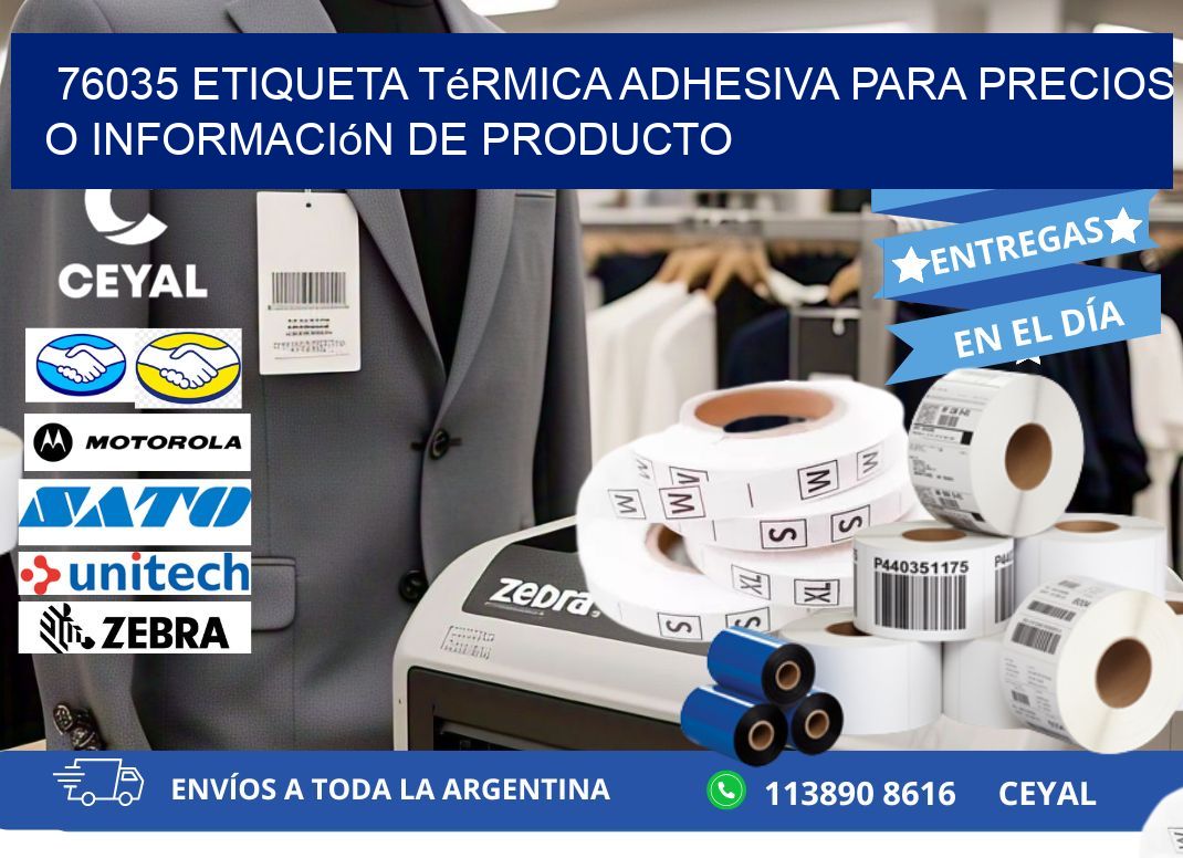 76035 Etiqueta térmica adhesiva para precios o información de producto