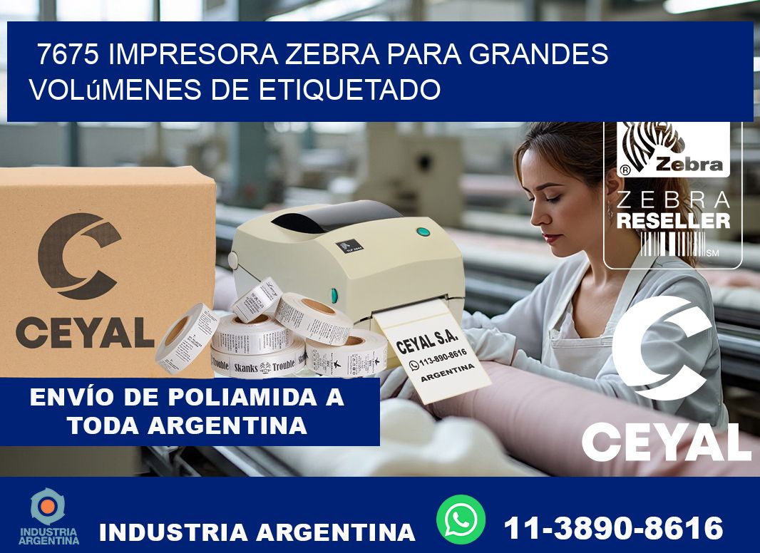 7675 impresora Zebra para grandes volúmenes de etiquetado
