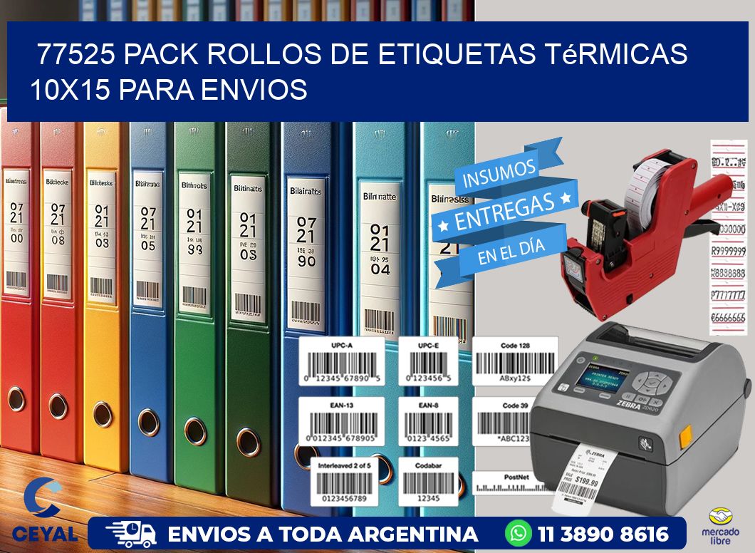 77525 pack rollos de etiquetas térmicas 10x15 para Envios