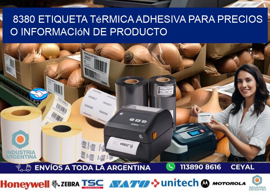 8380 Etiqueta térmica adhesiva para precios o información de producto