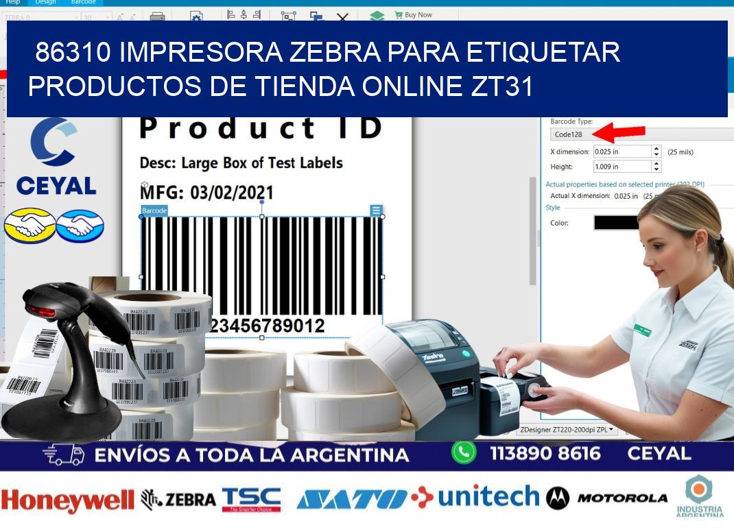 86310 impresora Zebra para etiquetar productos de tienda online ZT31