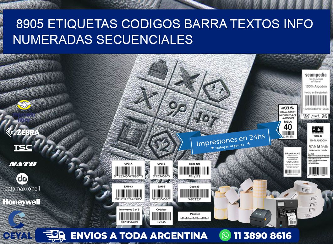8905 Etiquetas Codigos Barra Textos Info Numeradas Secuenciales