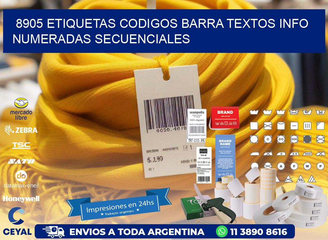 8905 Etiquetas Codigos Barra Textos Info Numeradas Secuenciales