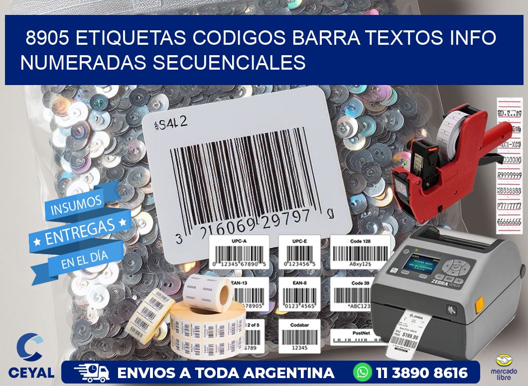 8905 Etiquetas Codigos Barra Textos Info Numeradas Secuenciales
