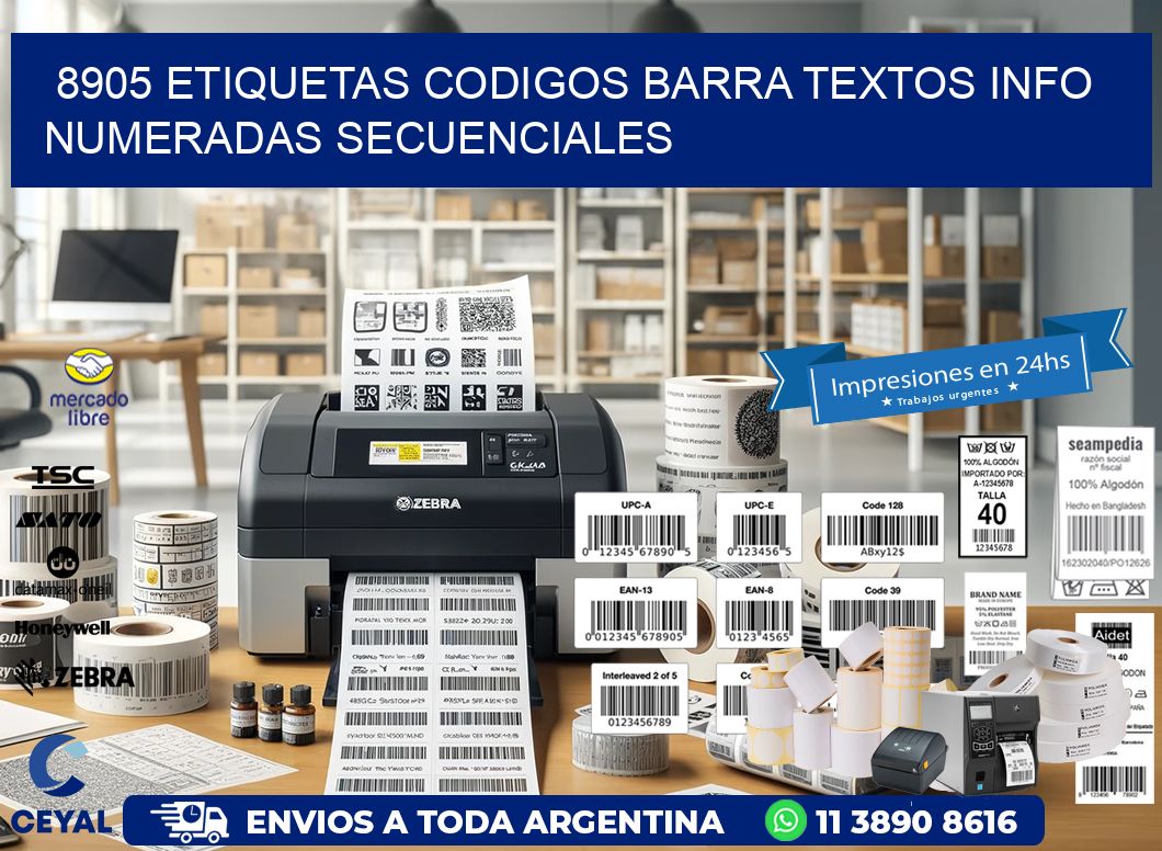 8905 Etiquetas Codigos Barra Textos Info Numeradas Secuenciales