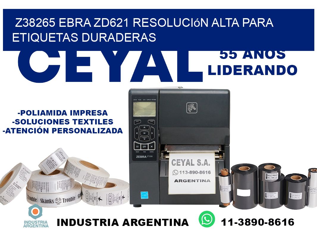 Z38265 ebra ZD621 resolución alta para etiquetas duraderas
