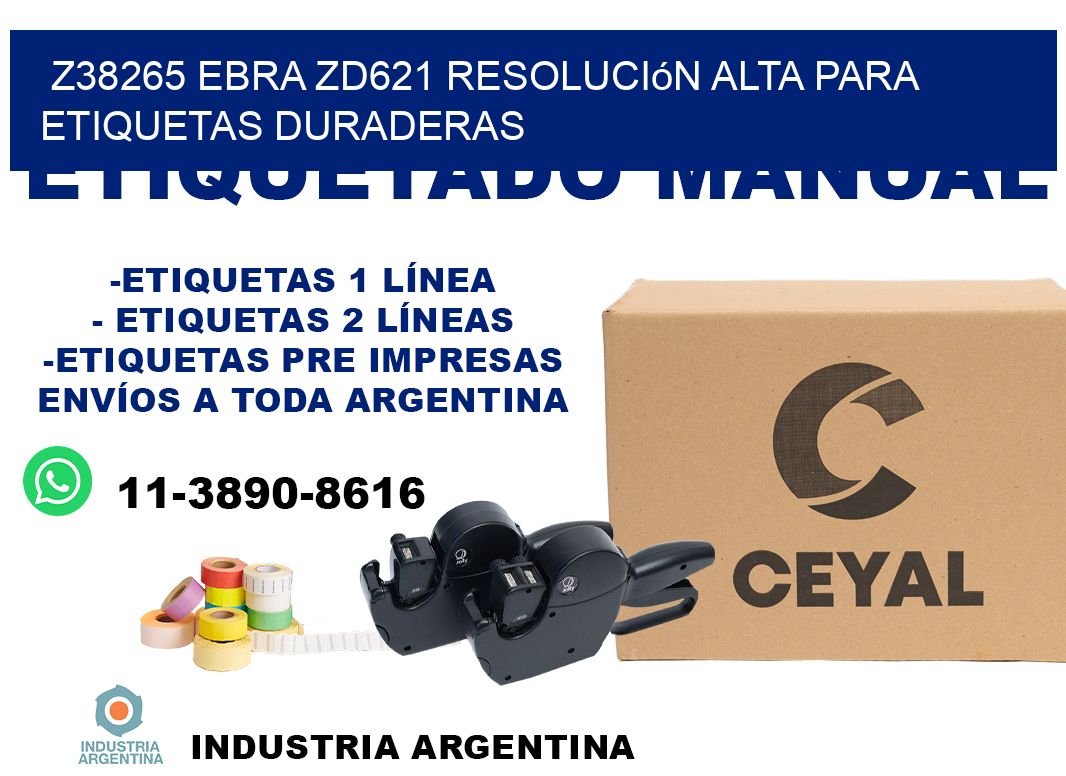 Z38265 ebra ZD621 resolución alta para etiquetas duraderas
