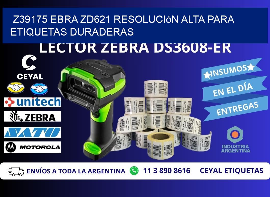 Z39175 ebra ZD621 resolución alta para etiquetas duraderas