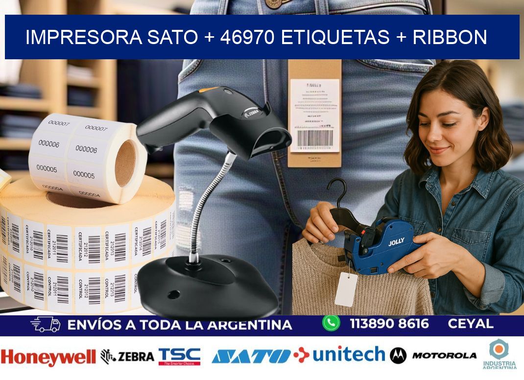 impresora SATO + 46970 etiquetas + ribbon
