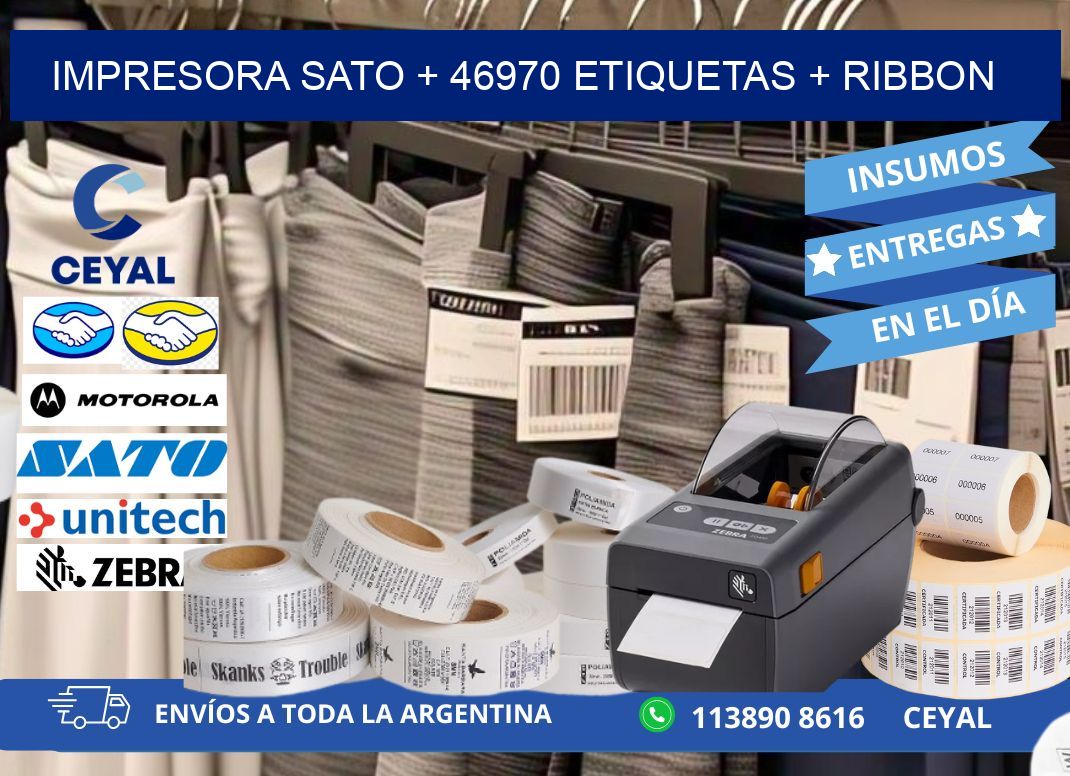 impresora SATO + 46970 etiquetas + ribbon