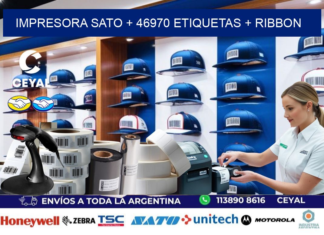 impresora SATO + 46970 etiquetas + ribbon
