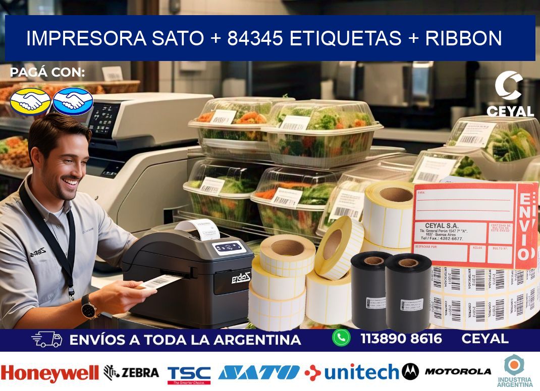 impresora SATO + 84345 etiquetas + ribbon