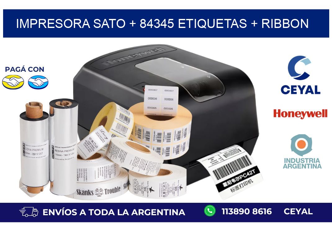 impresora SATO + 84345 etiquetas + ribbon