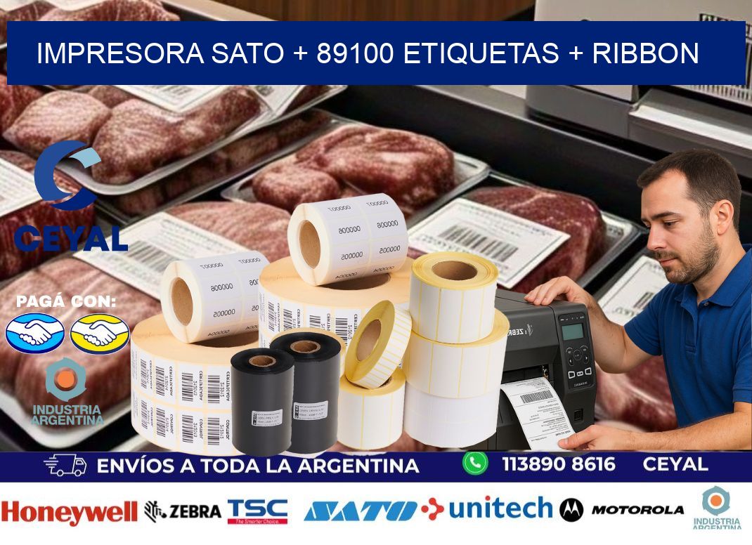 impresora SATO + 89100 etiquetas + ribbon