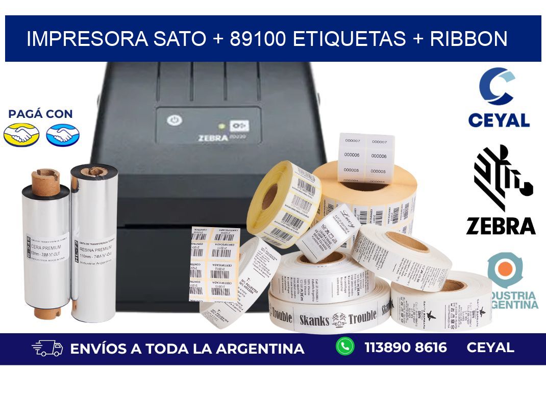 impresora SATO + 89100 etiquetas + ribbon
