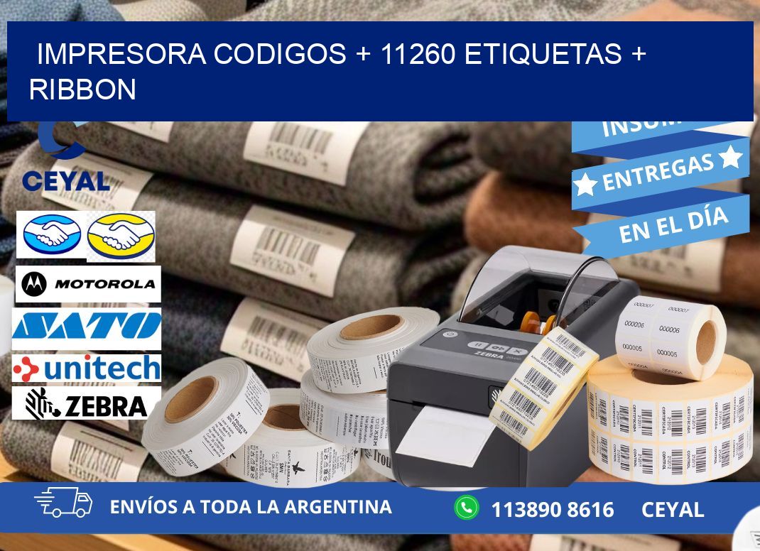 impresora codigos + 11260 etiquetas + ribbon