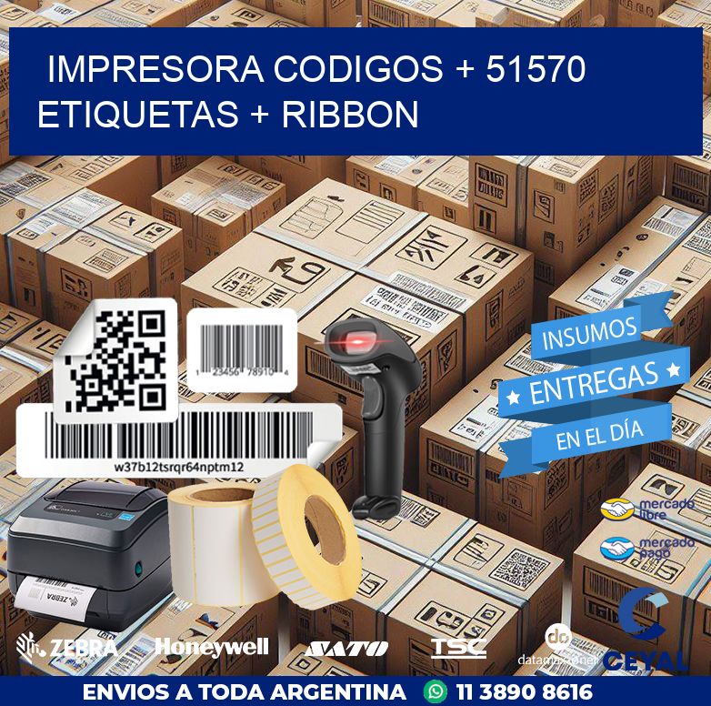 impresora codigos + 51570 etiquetas + ribbon