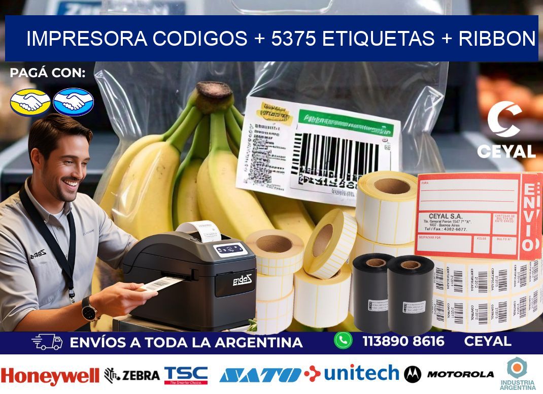 impresora codigos + 5375 etiquetas + ribbon
