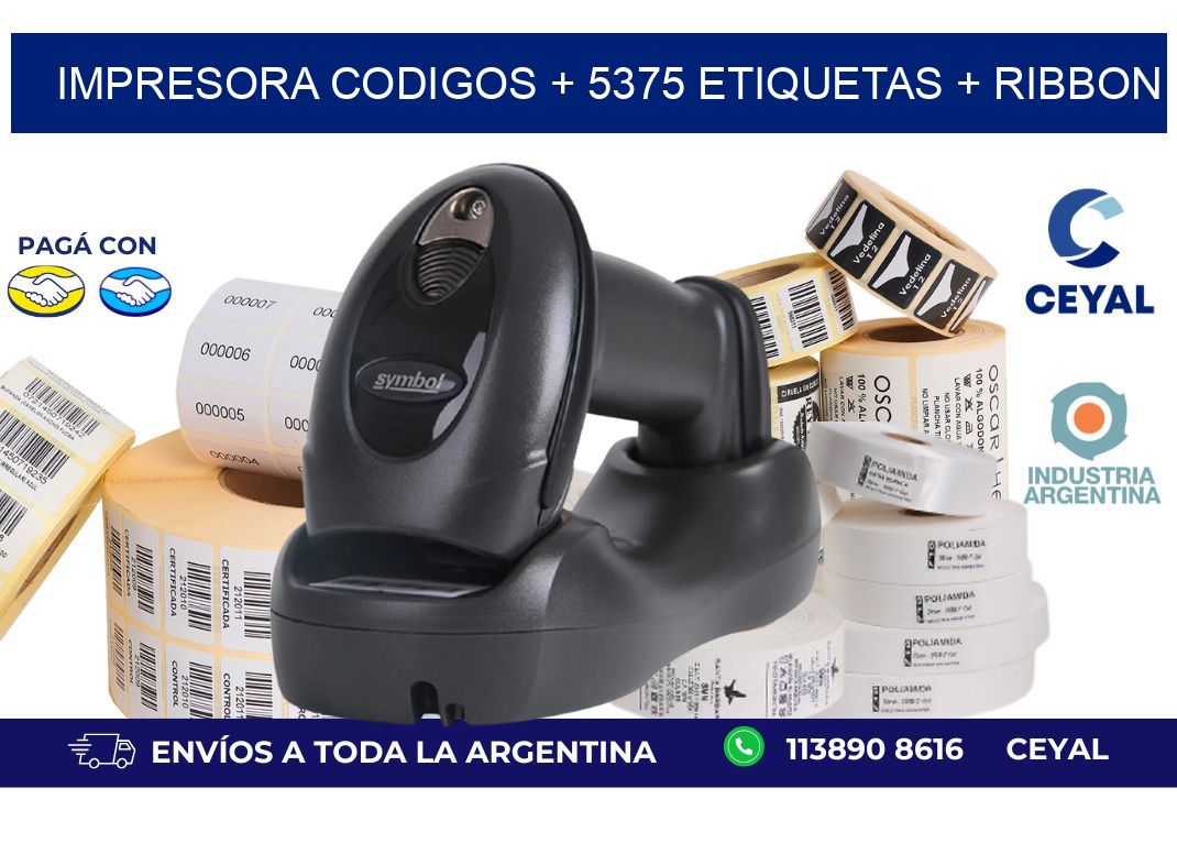 impresora codigos + 5375 etiquetas + ribbon