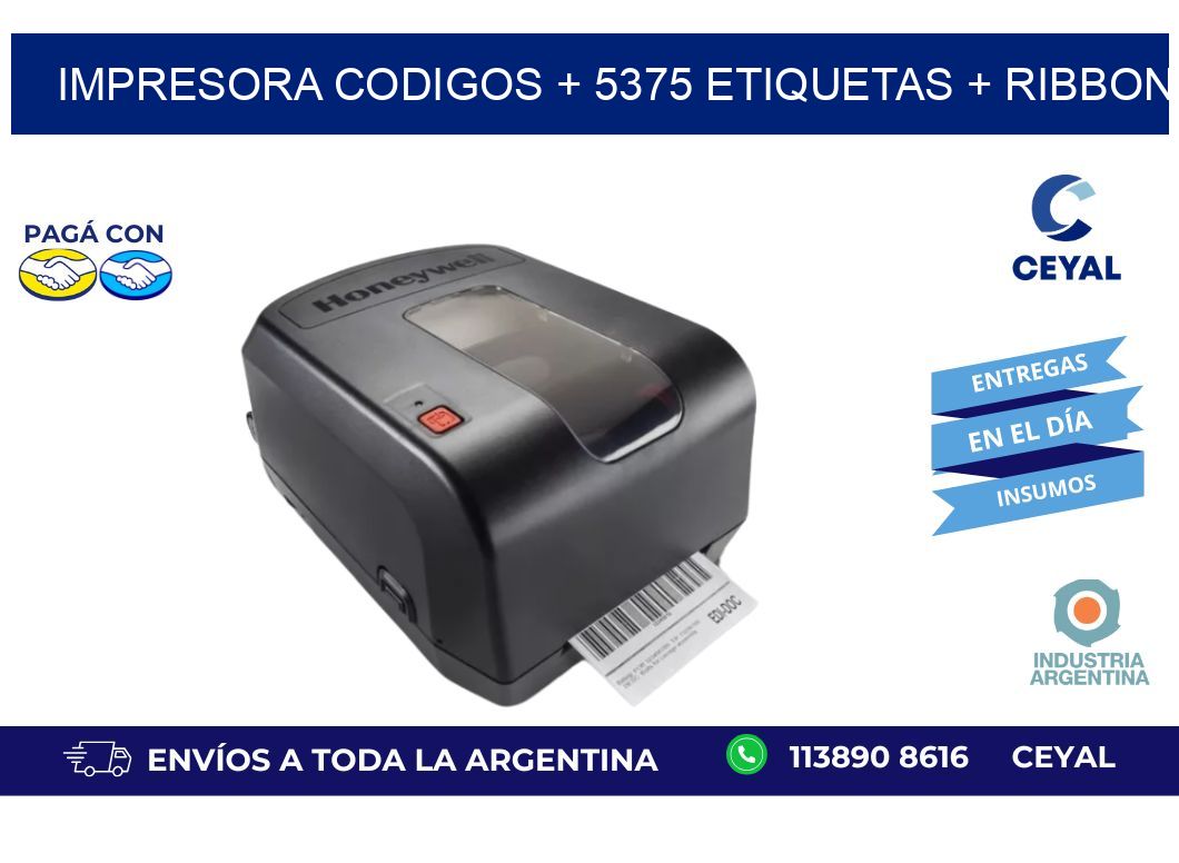 impresora codigos + 5375 etiquetas + ribbon