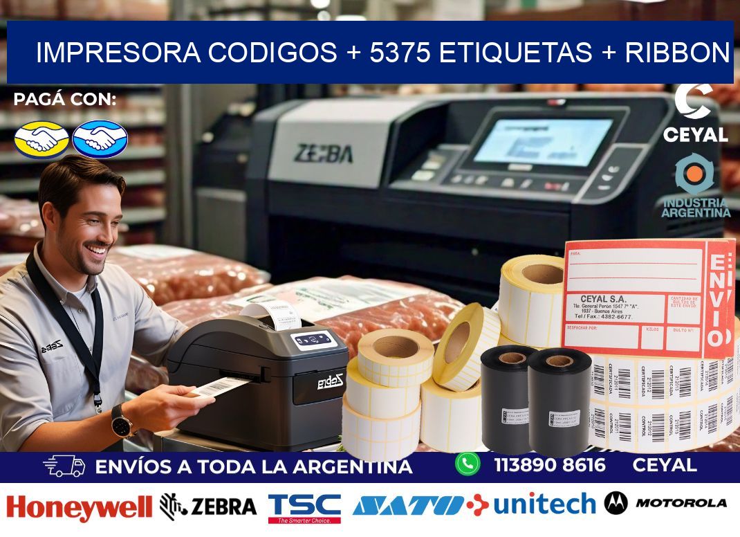 impresora codigos + 5375 etiquetas + ribbon