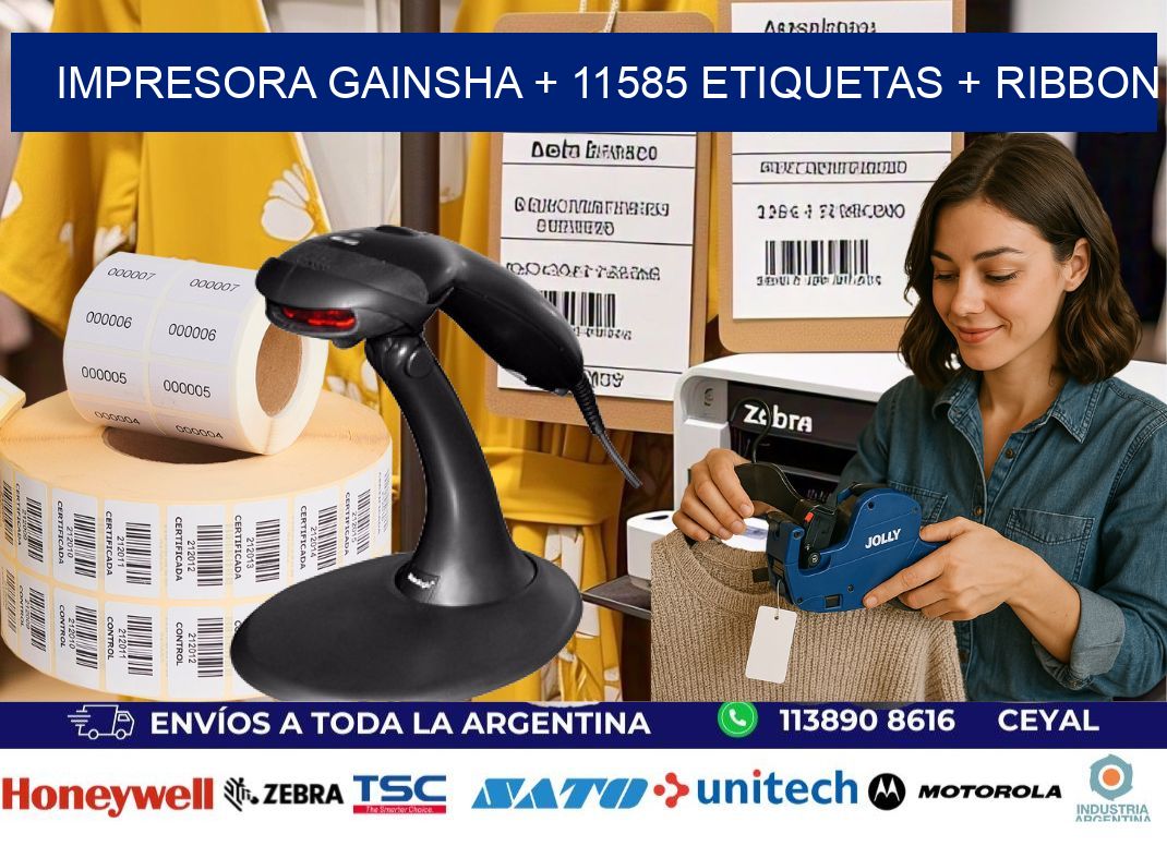 impresora gainsha + 11585 etiquetas + ribbon