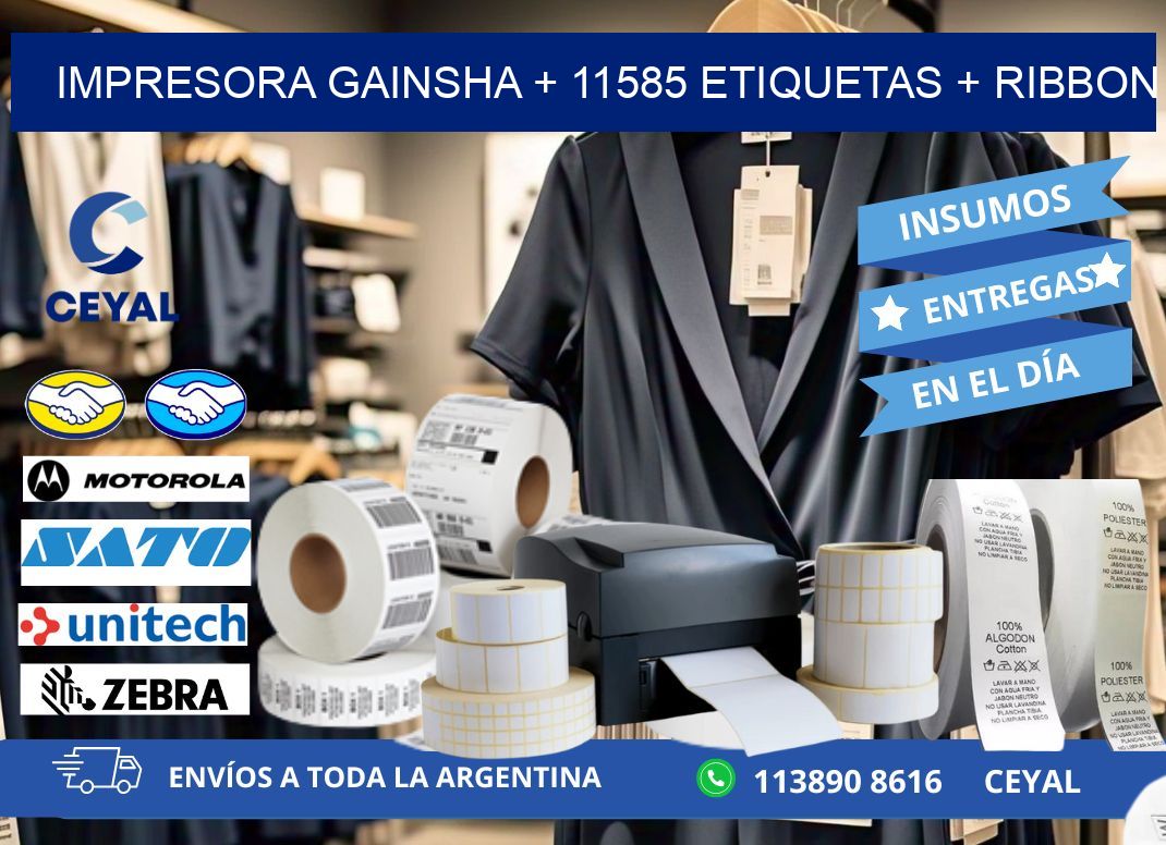 impresora gainsha + 11585 etiquetas + ribbon