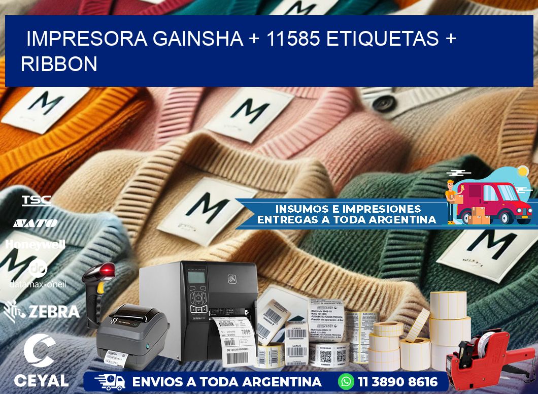 impresora gainsha + 11585 etiquetas + ribbon