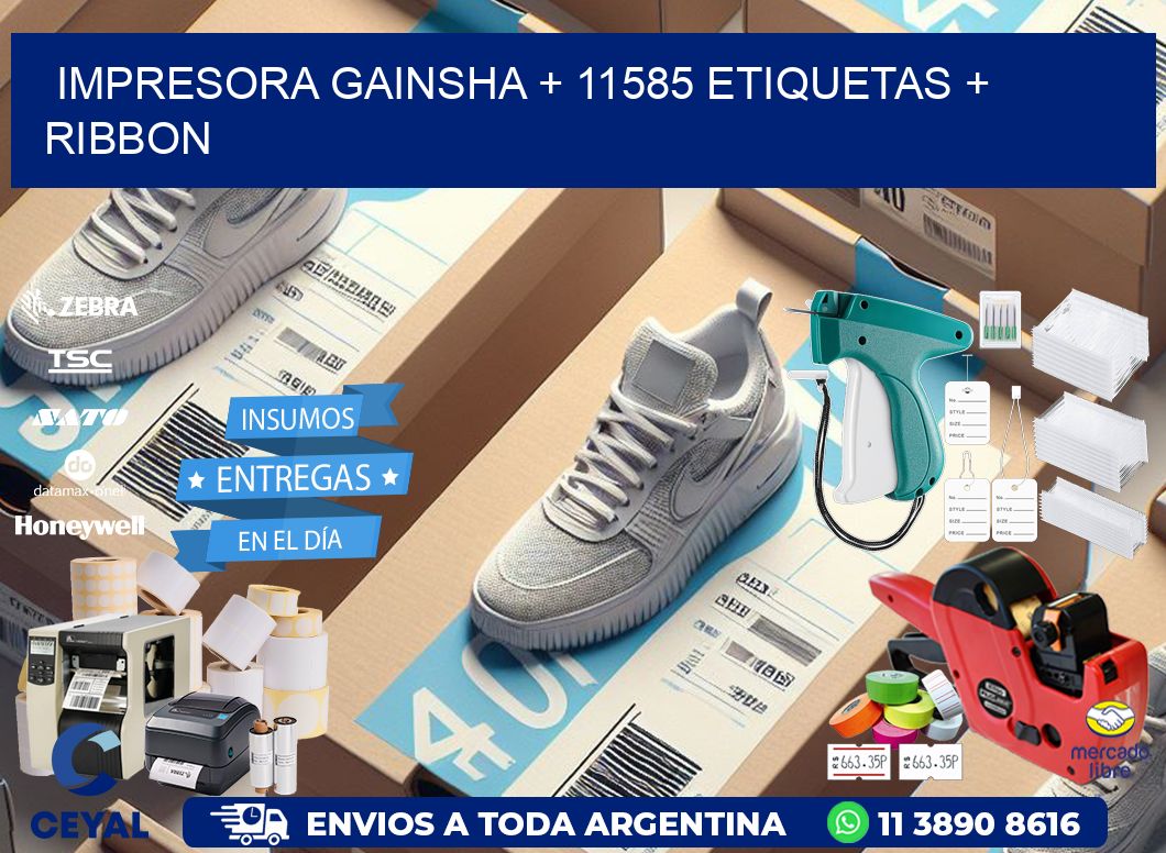impresora gainsha + 11585 etiquetas + ribbon