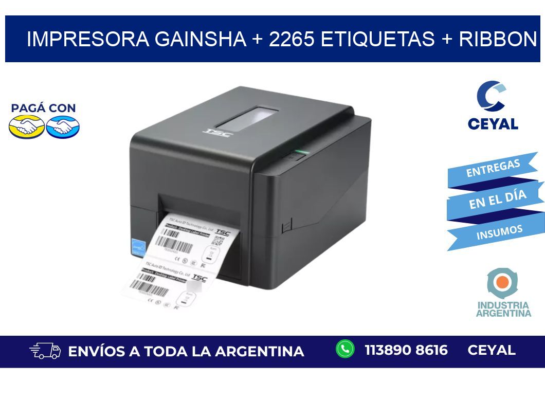 impresora gainsha + 2265 etiquetas + ribbon