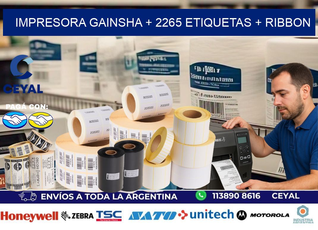 impresora gainsha + 2265 etiquetas + ribbon