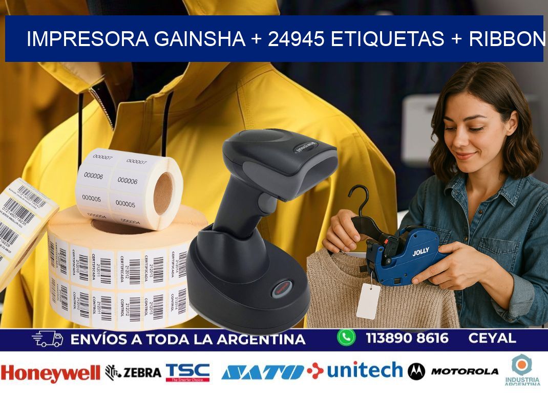 impresora gainsha + 24945 etiquetas + ribbon