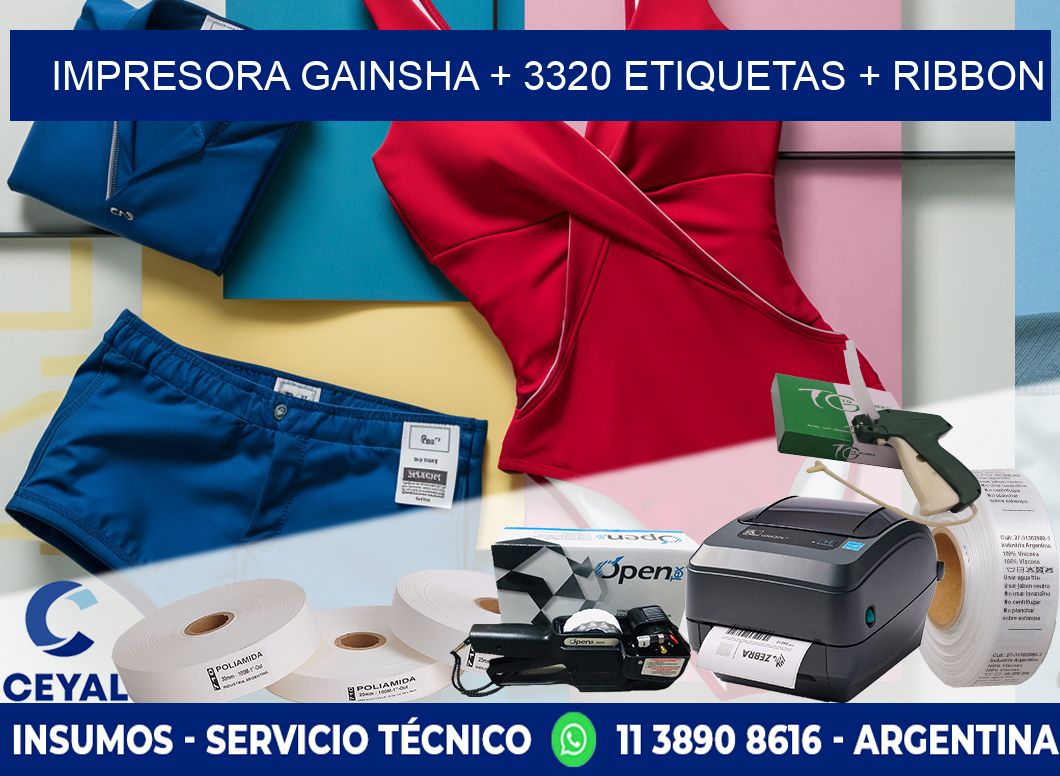impresora gainsha + 3320 etiquetas + ribbon