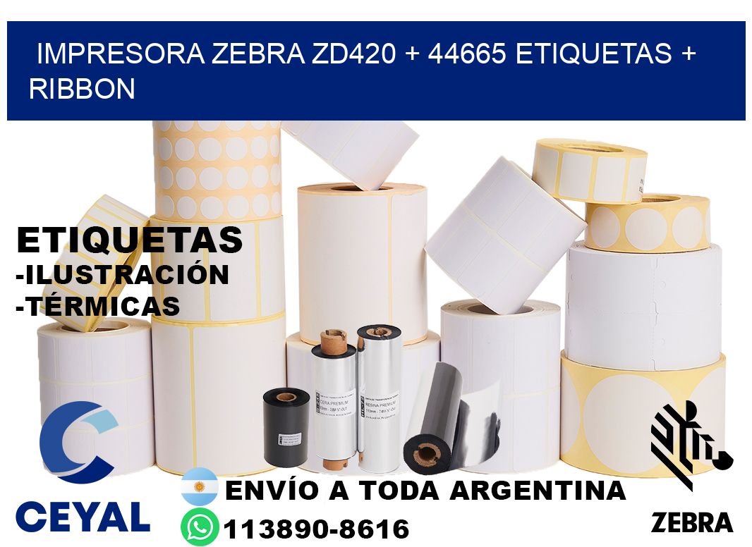 impresora zebra zd420 + 44665 etiquetas + ribbon