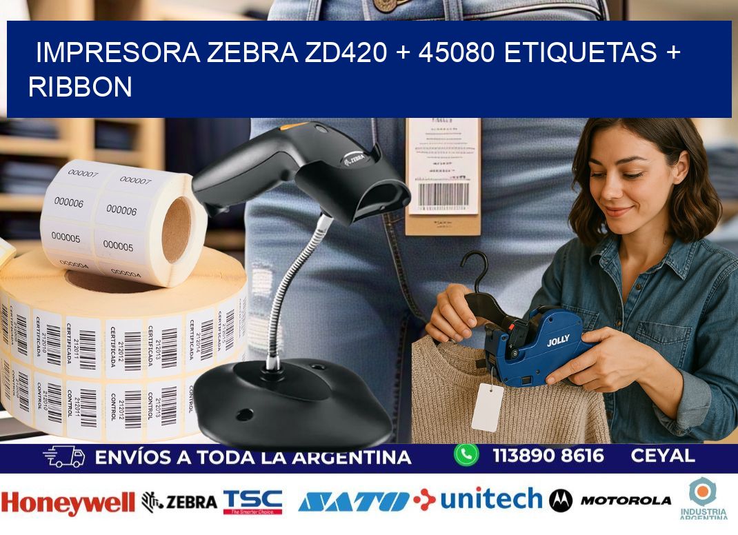 impresora zebra zd420 + 45080 etiquetas + ribbon