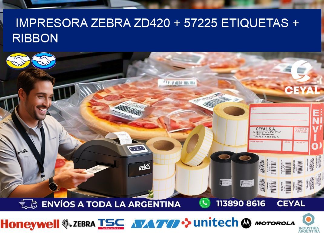impresora zebra zd420 + 57225 etiquetas + ribbon