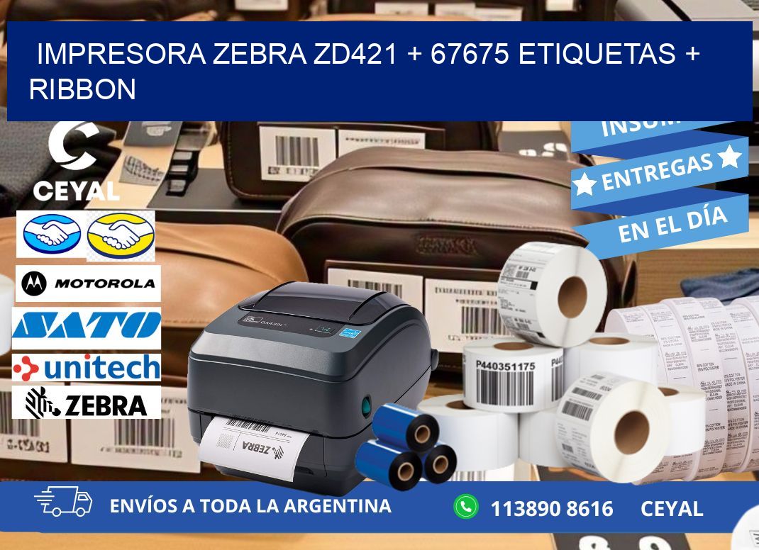 impresora zebra zd421 + 67675 etiquetas + ribbon